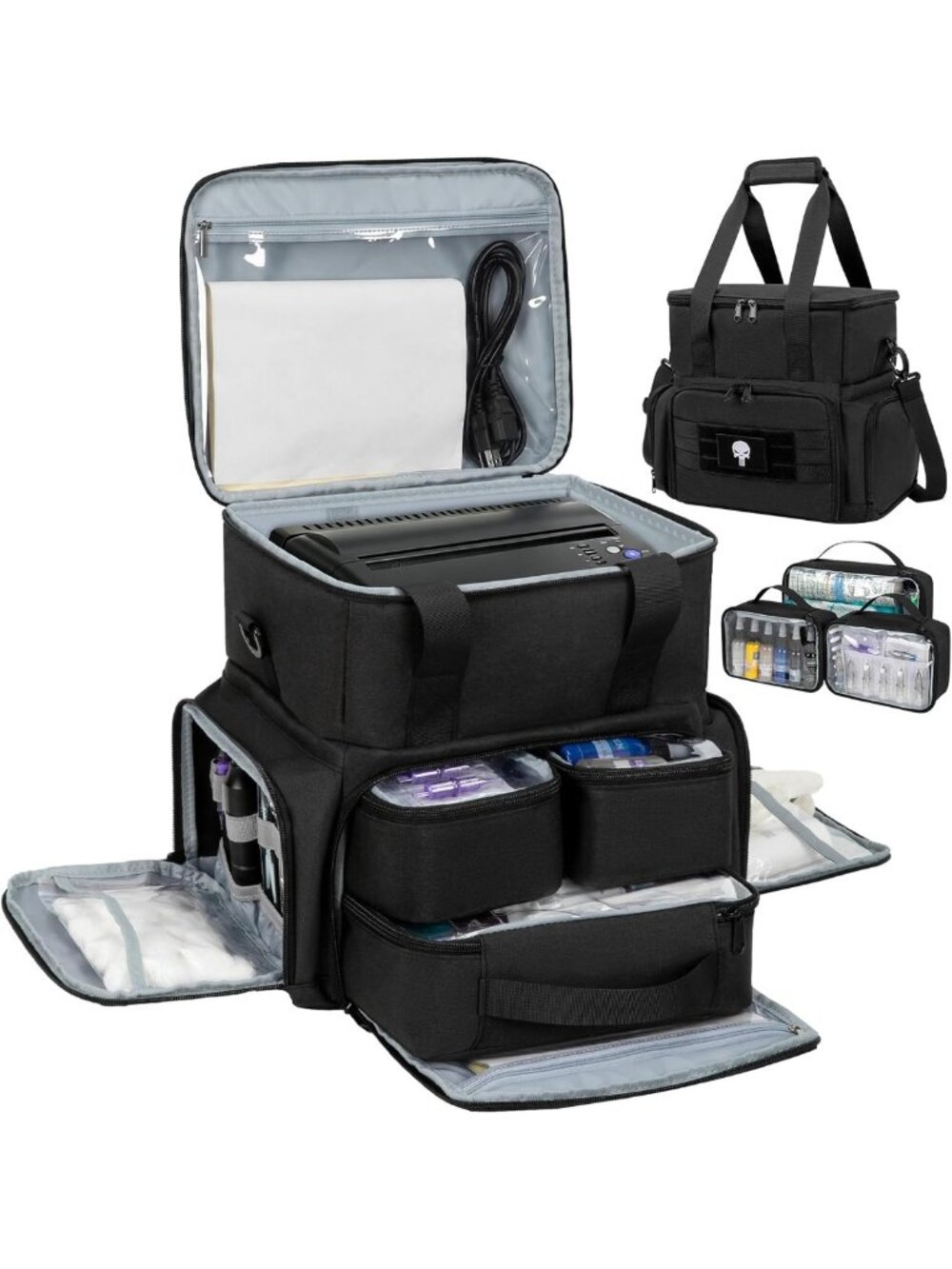 Double-Layer Tattoo Travel Case - Large with 3 Removable Pouches for Easy